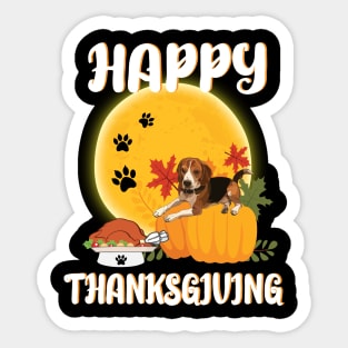 Beagle Seeing Turkey Dish Happy Halloween Thanksgiving Merry Christmas Day Sticker